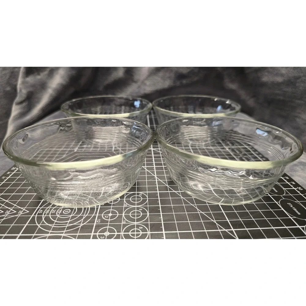 Pyrex 463 Clear Glass Custard Cups Ramekins 6oz Set of 4 Made in USA